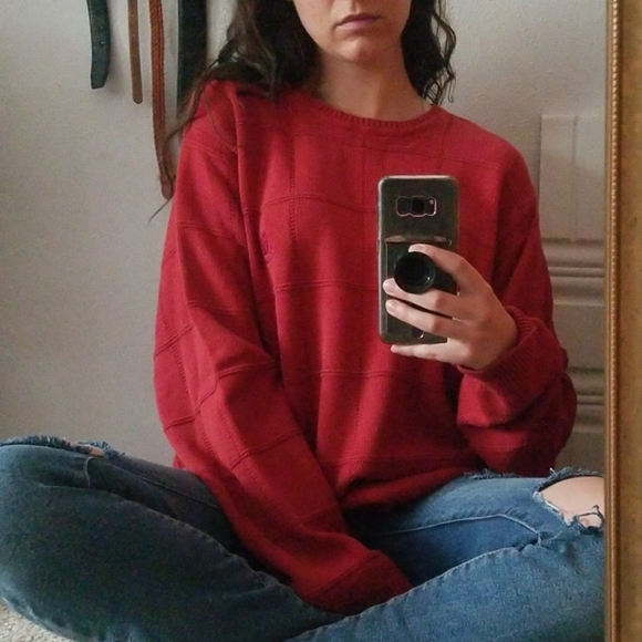 Sweaters - IZOD Dark Red Crewneck Grandpa Sweater
